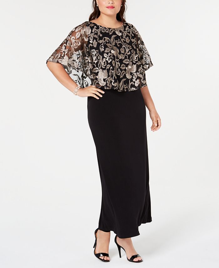 Connected Plus Size Embroidered Capelet Gown Macy s