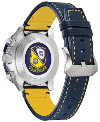 Eco-Drive Men's Analog-Digital Chronograph Promaster Blue Angels Skyhawk A-T Blue Leather Strap Watch 46mm