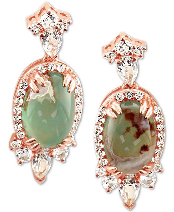 Le Vian - Peacock Aquaprase (12 x 8mm) & Vanilla Topaz (1-3/4 ct. t.w.) Drop Earrings in 14k Rose Gold