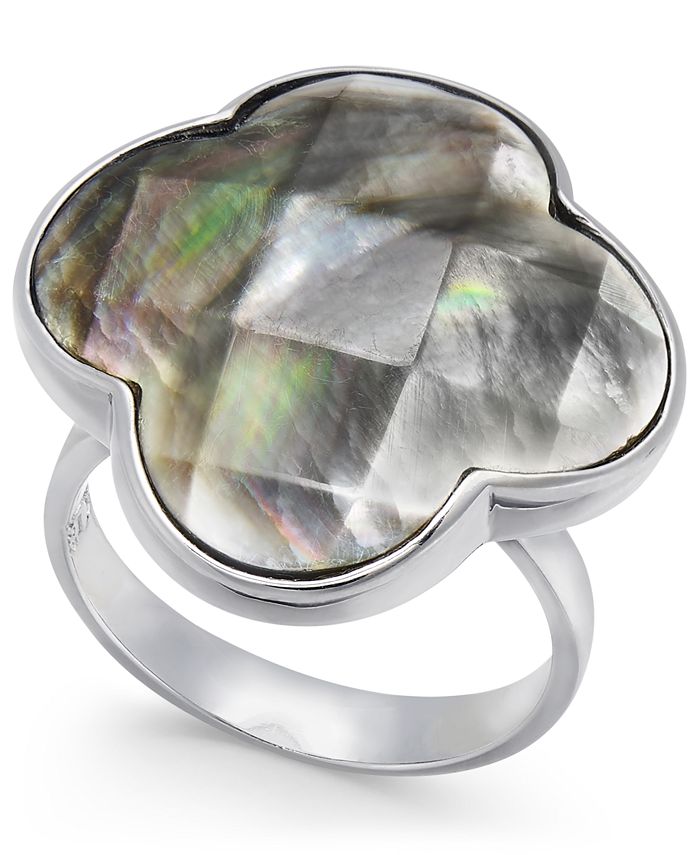 Macy's - Mother of Pearl Clover Ring in Sterling Silver