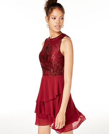 City Studios Juniors' Tiered Fit & Flare Dress, Created for Macy's - Macy's