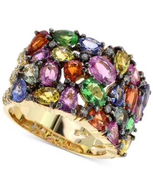 image of Effy Multi-Gemstone (6-5/8 ct. t.w.) & Diamond (1/2 ct. t.w.) Statement Ring in 14k Gold