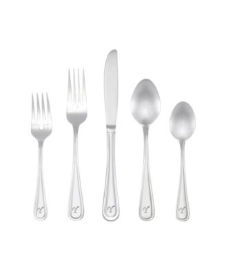 RiverRidge Home Beaded Monogrammed Letter A 46-Piece Silver Stainless Steel Flatware Set (Service For 8) 10‐145 - The Home Depot
