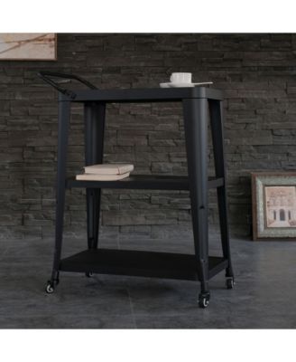 3-Tiered Metal FrameIndustrial Dining Cart with Swivel Wheels