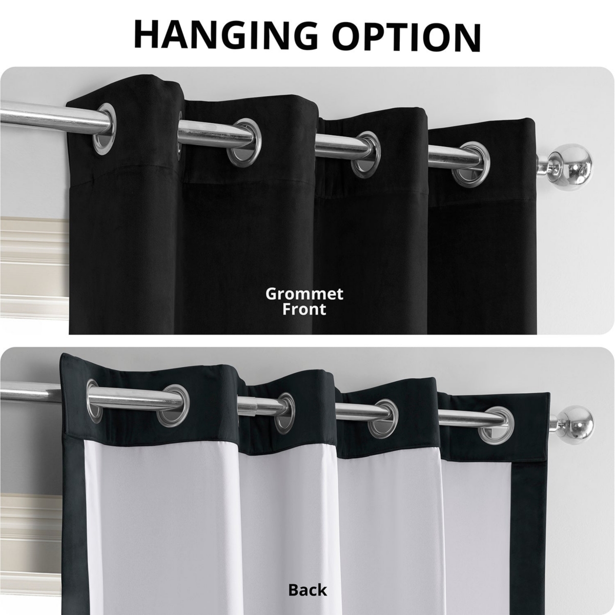 Half Price Drapes Warm Black Grommet Signature Velvet Blackout Curtain In Black