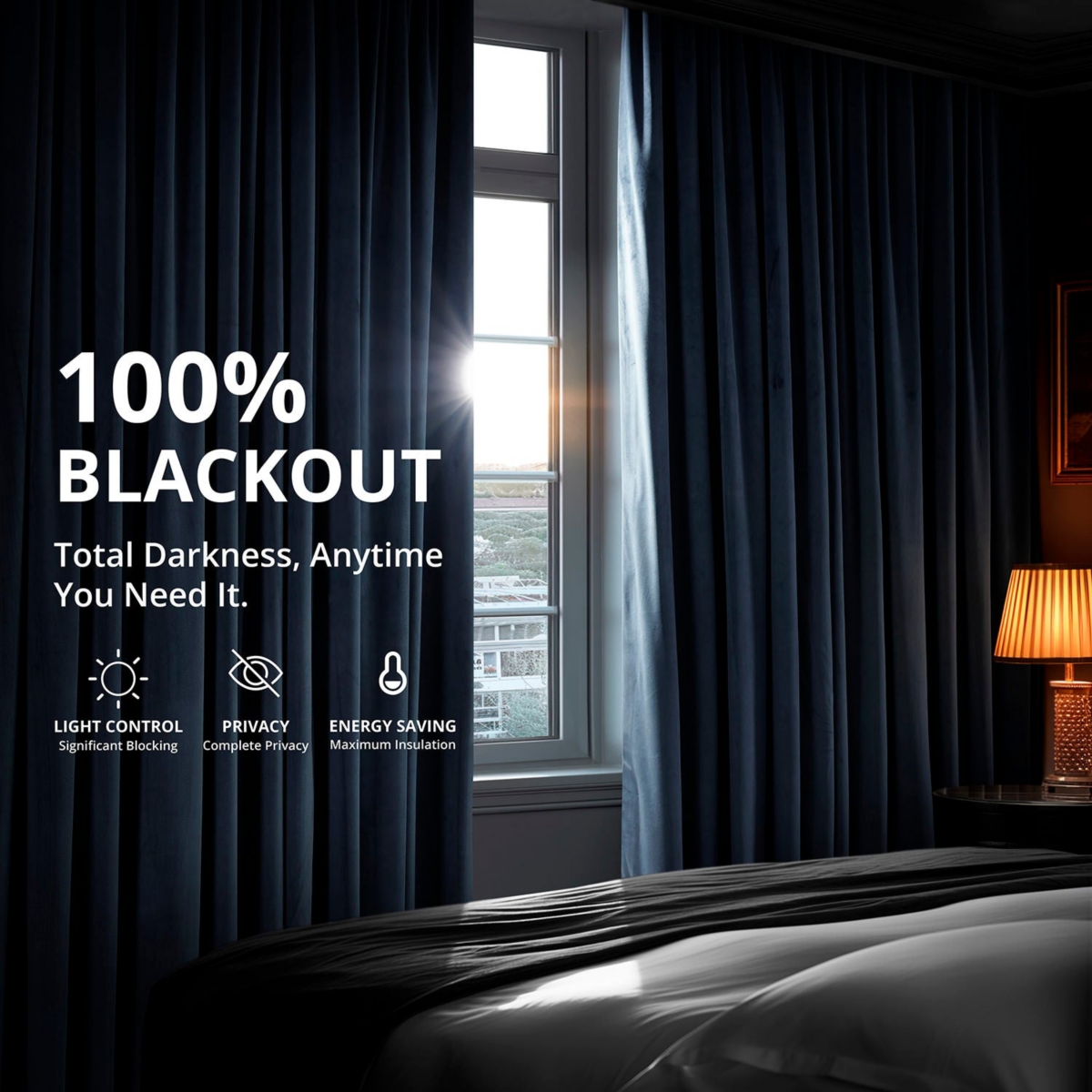 Half Price Drapes Midnight Blue Grommet Signature Velvet Blackout Curtain In Blue