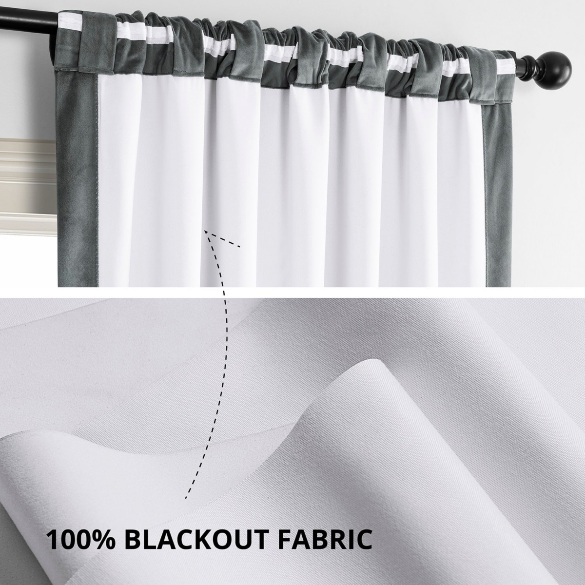 Half Price Drapes Natural Grey Signature Velvet Blackout Curtain