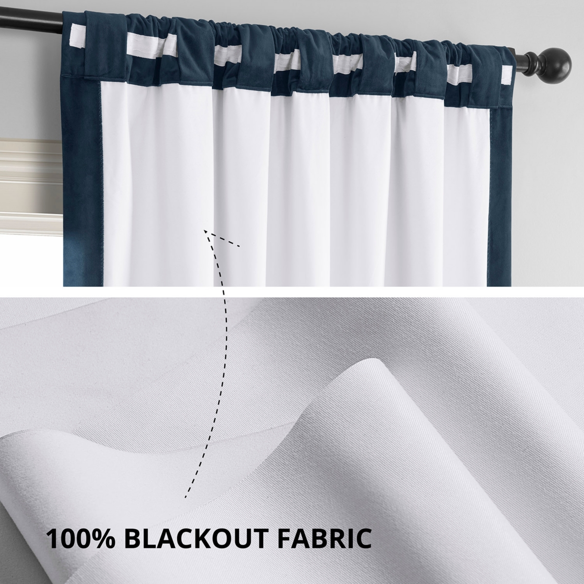 Half Price Drapes Midnight Blue Signature Velvet Blackout Curtain
