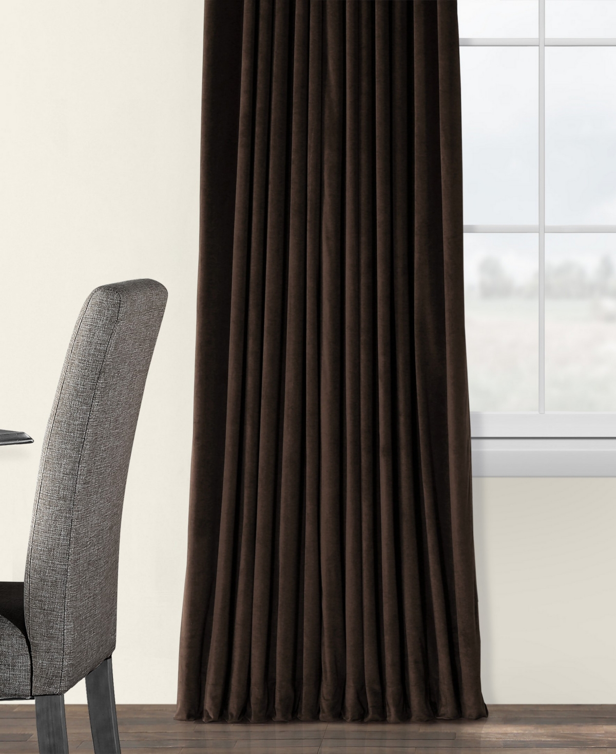 Half Price Drapes Java Signature Extra Wide Velvet Blackout Curtain In Brown