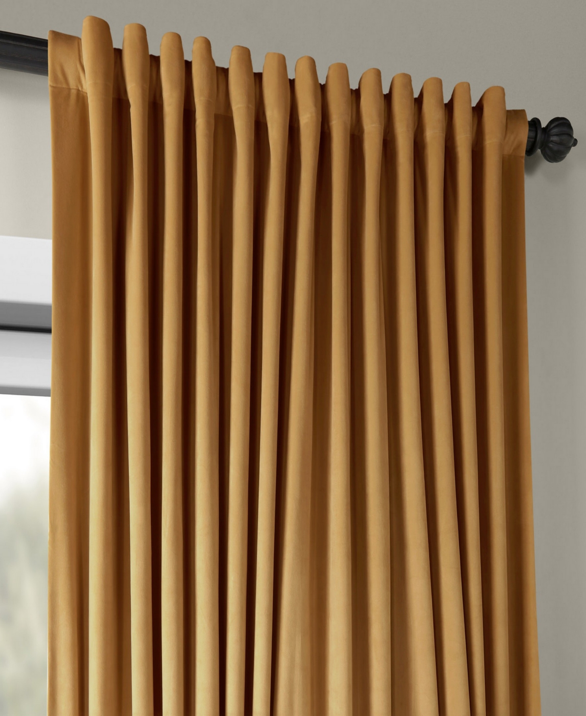 Half Price Drapes Amber Gold Signature Extra Wide Velvet Blackout Curtain In Beige,tan
