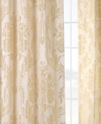 Magdelena Champagne Beige Damask Faux Silk Jacquard Room Darkening Curtain