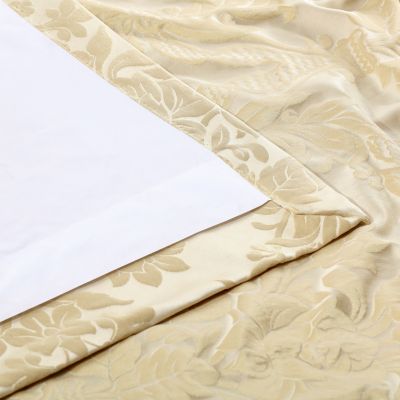 Magdelena Champagne Beige Damask Faux Silk Jacquard Room Darkening Curtain