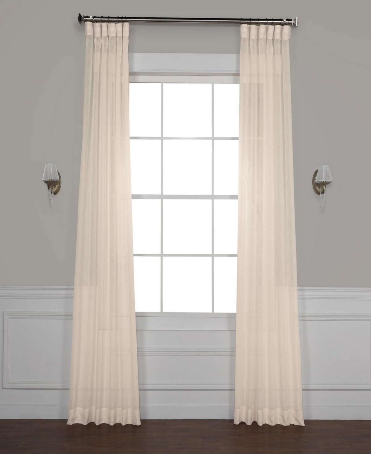 Half Price Drapes Cotton Seed Textured Faux Linen Sheer Curtain - Cream