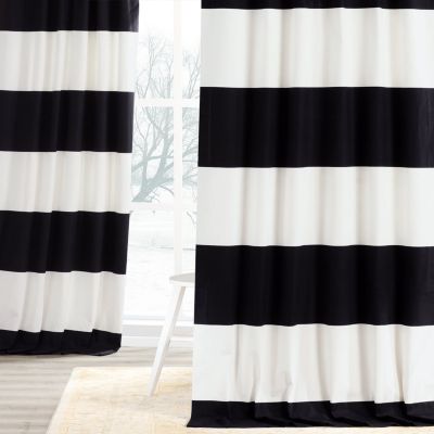 Striped Printed Cotton Room Darkening Curtain