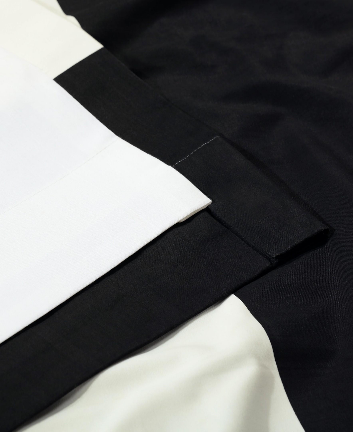 Half Price Drapes Onyx Black & Off White Horizontal Striped Printed Cotton Room Darkening Curtain