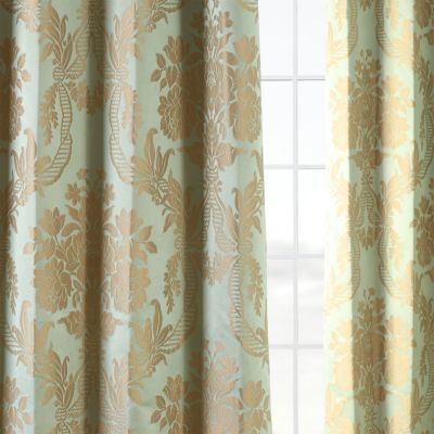 Damask Faux Silk Jacquard Room Darkening Curtain