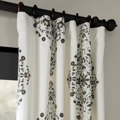 Emblem Printed Cotton Room Darkening Curtain