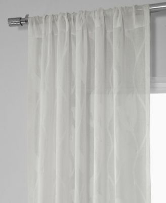 Floral Patterned Faux Linen Sheer Curtain