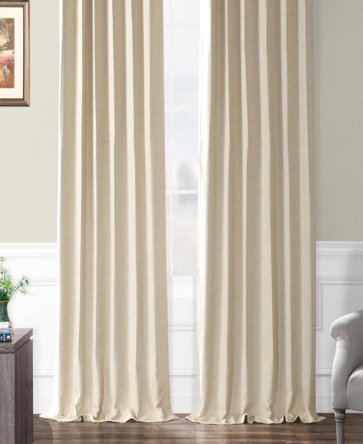 Half Price Drapes Oat Cream Textured Bellino Room Darkening Curtain In Beige,tan