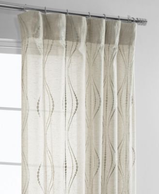 Embroidered Striped Patterned Faux Linen Sheer Curtain
