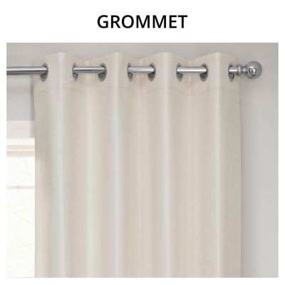 Off White Grommet Vintage Textured Faux Dupioni Silk Blackout Curtain