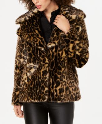 Tahari - Faux-Fur Leopard-Print Coat