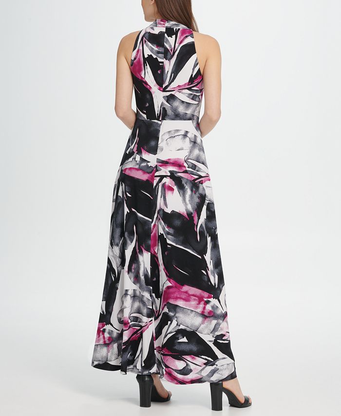 DKNY V-Neck Printed Jersey Maxi Dress - Macy's