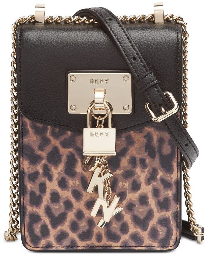 DKNY Elissa North-South Leopard Leather Crossbody, Created for