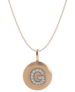 image of 14k Rose Gold Necklace, Diamond Accent Letter G Disk Pendant