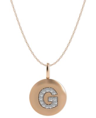 Macy's 14k Rose Gold Necklace, Diamond Accent Letter G Disk Pendant ...