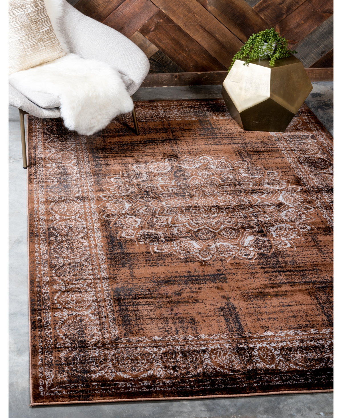 Bayshore Home Linport Lin5Brown Area Rug - Chocolate