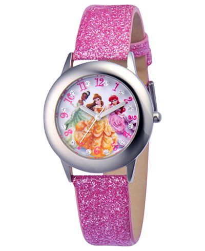 Disney Watch, Kid's Glitz Princess Pink Glitter Leather Strap 31mm W000408