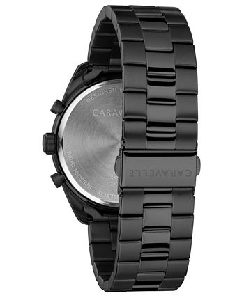 Caravelle - Men's Chronograph Black Stainless Steel Bracelet Watch 44mm
