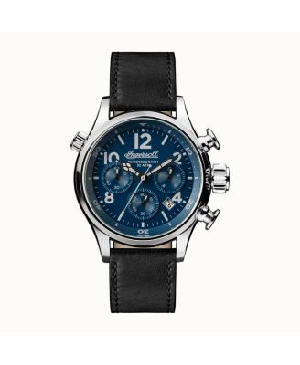 Ingersoll - Armstrong Chronograph with Stainless Steel Case, Blue Dial and Black Leather Strap