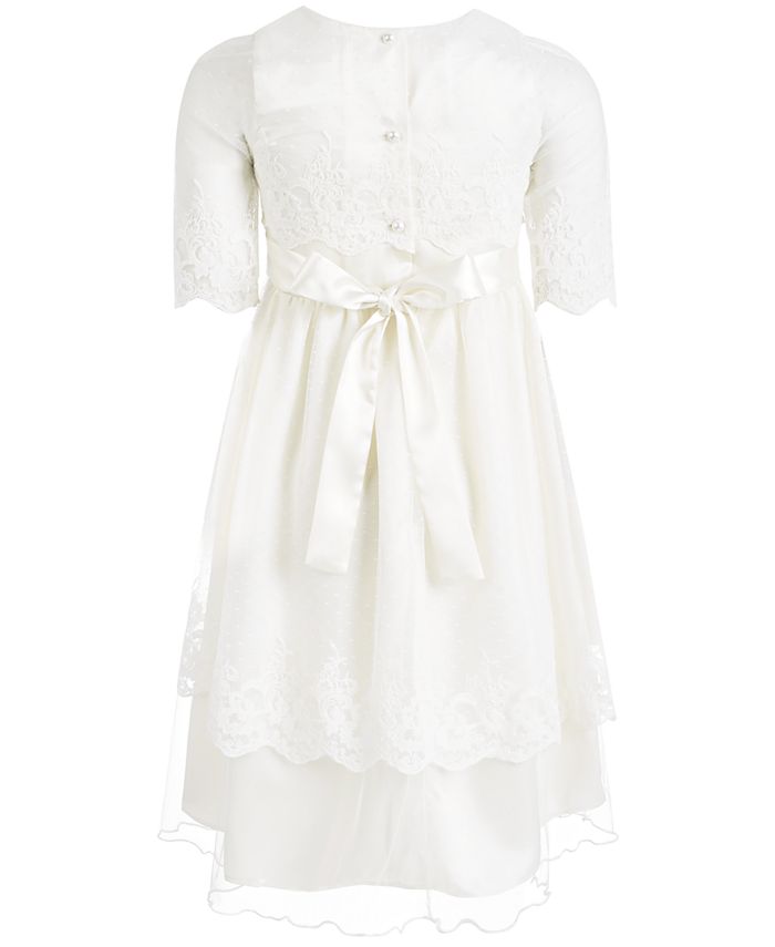 Bonnie Jean Little Girls Embroidered Lace Point D-Esprit Dress - Macy's