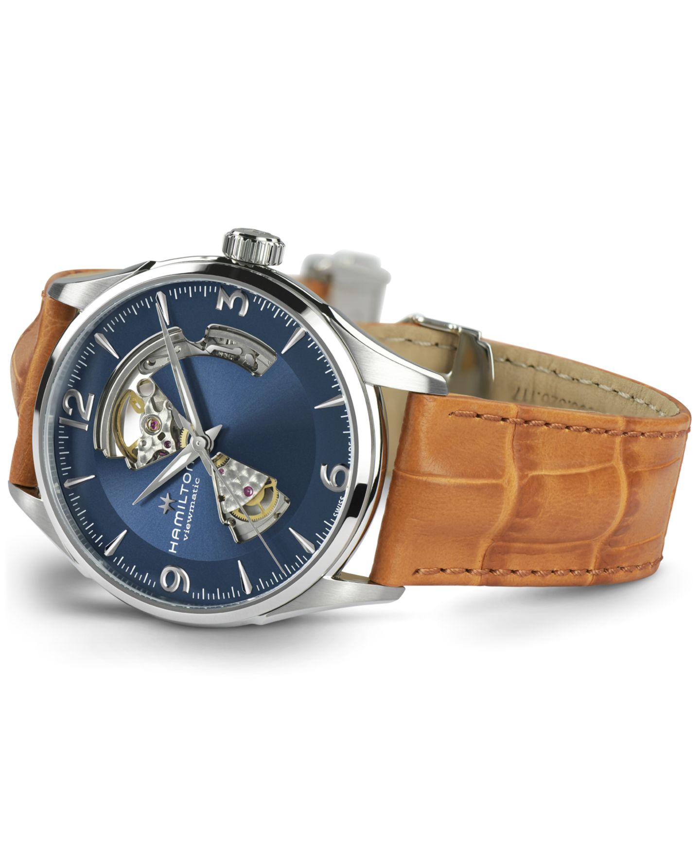Мужские часы Hamilton Swiss Automatic Jazzmaster с коричневым кожаным ремешком, 40 мм — фото 7