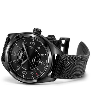 Men's Swiss Automatic Khaki Field Black Rubber Strap Watch 42mm H70695735