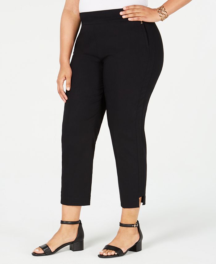 JM Collection Plus Size Split-Hem Cropped Pants, Created for Macy's ...