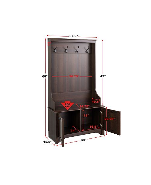 Prepac Wide Hall Tree with Shaker Doors & Reviews Furniture Macy's