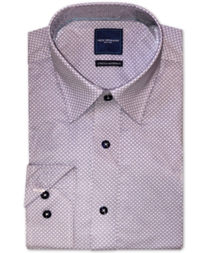 Nick Graham Men's Modern-Fit Stretch Geo-Print Dress Shirt