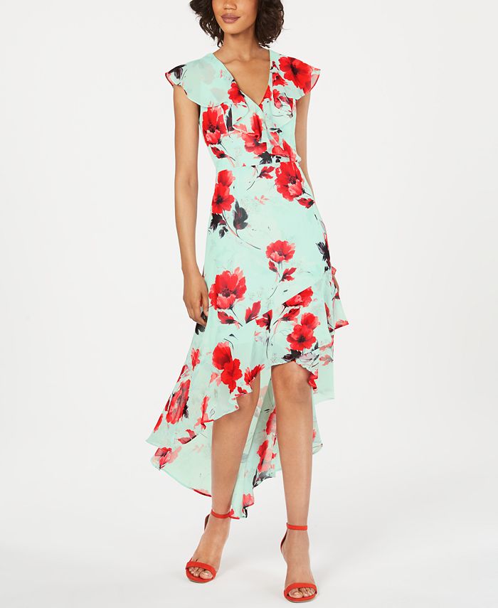 julia jordan Floral High-Low Surplice Dress - Macy's