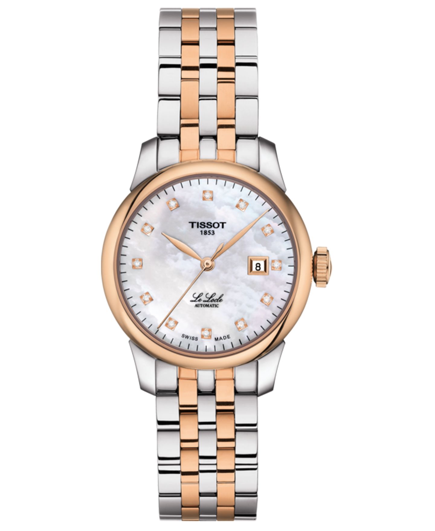 Женские часы Tissot Swiss Automatic Le Locle Diamond-Accent Two-Tone Stainless Steel Bracelet Watch 29mm — фото 1