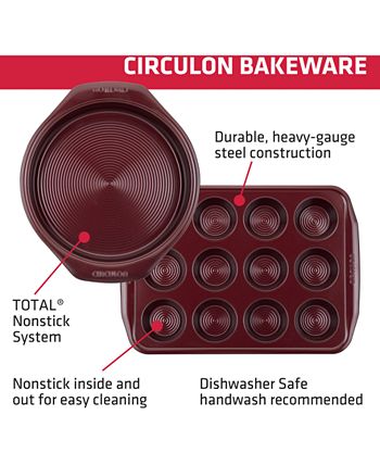 Circulon Nonstick Bakeware Set, Baking Sheet w/ Cooling Rack-2 Piece,  Merlot Red