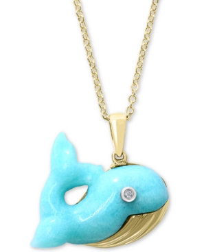 image of Effy Amazonite & Diamond Accent Whale 18