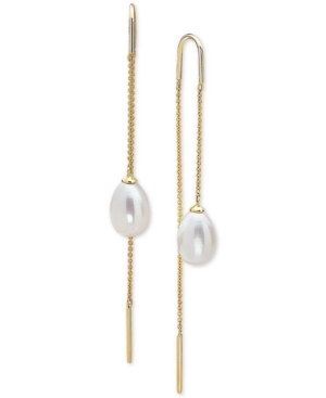 image of Effy Cultured Freshwater Pearl (10 x 7mm) Threader Earrings in 14k Gold