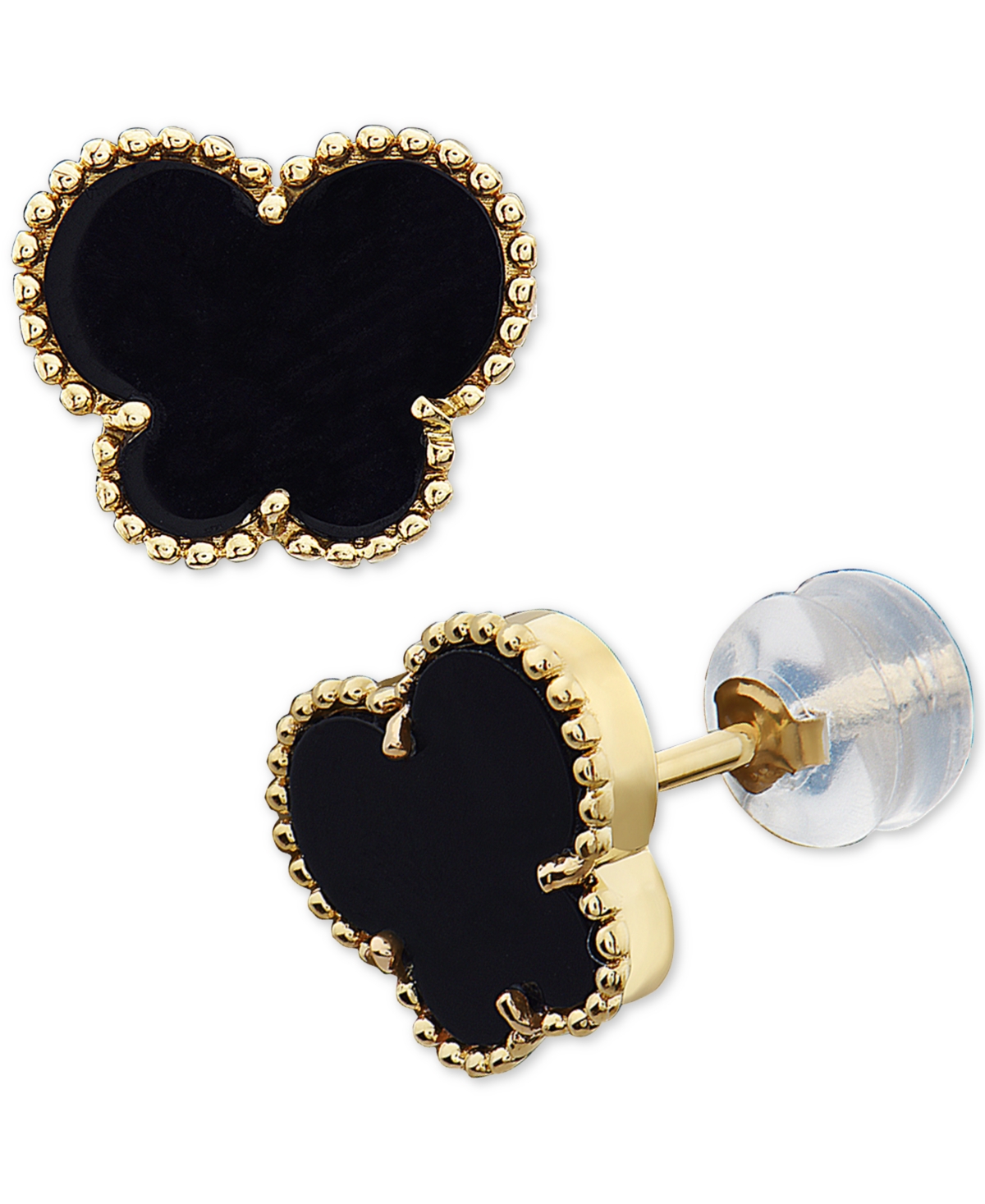 Effy Onyx (9 x 7 mm) Butterfly Stud Earrings in 14k- Gold