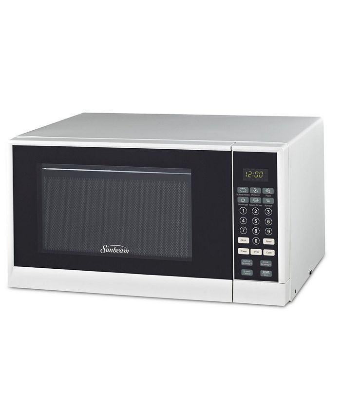 Sunbeam 0.9Cubic Foot 900 Watts, Push Button Counter Top Microwave Macy