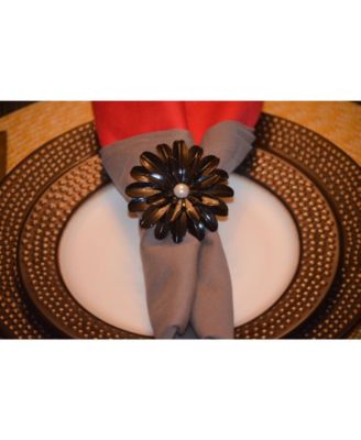 Black Pearl Flower Napkin Ring