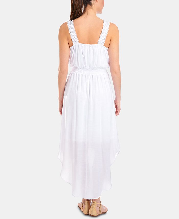 NY Collection Petite Crochet-Trim High-Low Maxi Dress - Macy's