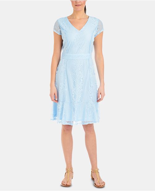 Ny Collection Petite Flounce Hem Lace Dress Reviews Dresses Petites Macy S